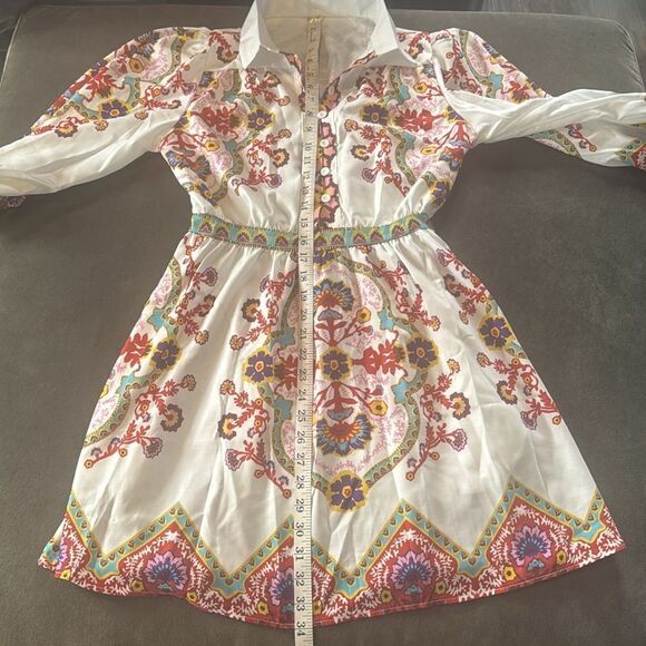 Women’s Floral Print White Summer Mini Dress *Tag Size M fits like a SMALL NEW - Picture 6 of 14